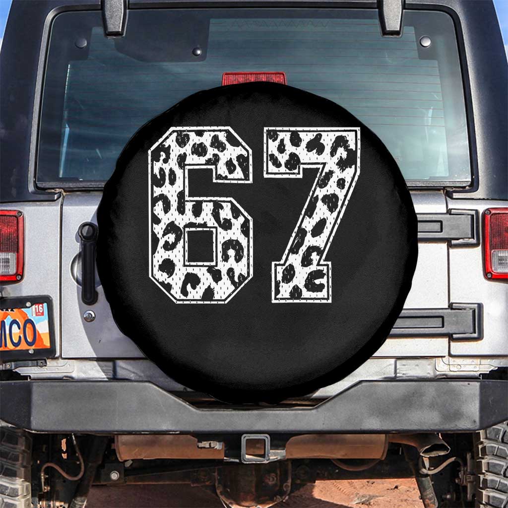 67 Jersey Number Spare Tire Cover Funny Six Seven Meme Y2k Leopard Number - Wonder Print Shop