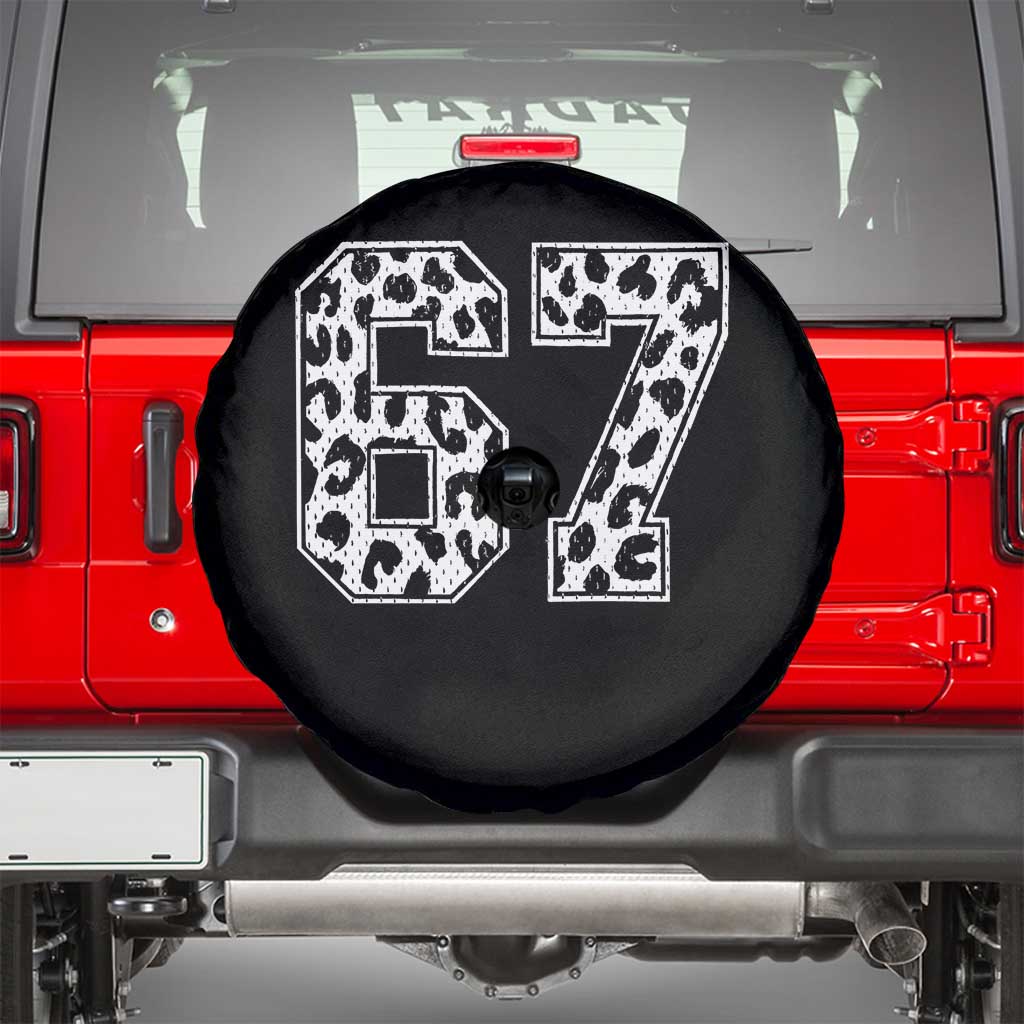 67 Jersey Number Spare Tire Cover Funny Six Seven Meme Y2k Leopard Number - Wonder Print Shop