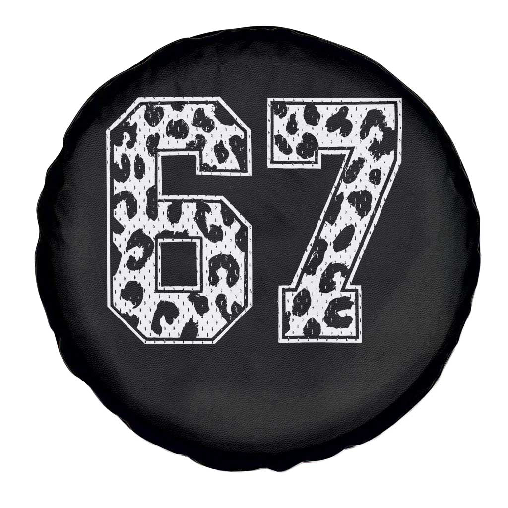 67 Jersey Number Spare Tire Cover Funny Six Seven Meme Y2k Leopard Number - Wonder Print Shop