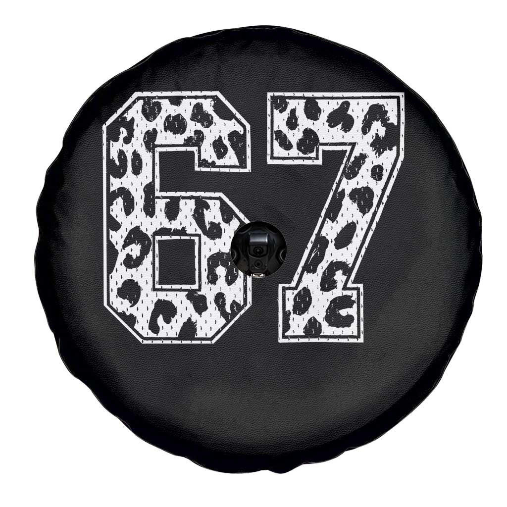 67 Jersey Number Spare Tire Cover Funny Six Seven Meme Y2k Leopard Number - Wonder Print Shop