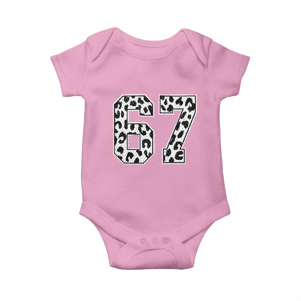 67 Jersey Number Baby Onesie Funny Six Seven Meme Y2k Leopard Number - Wonder Print Shop