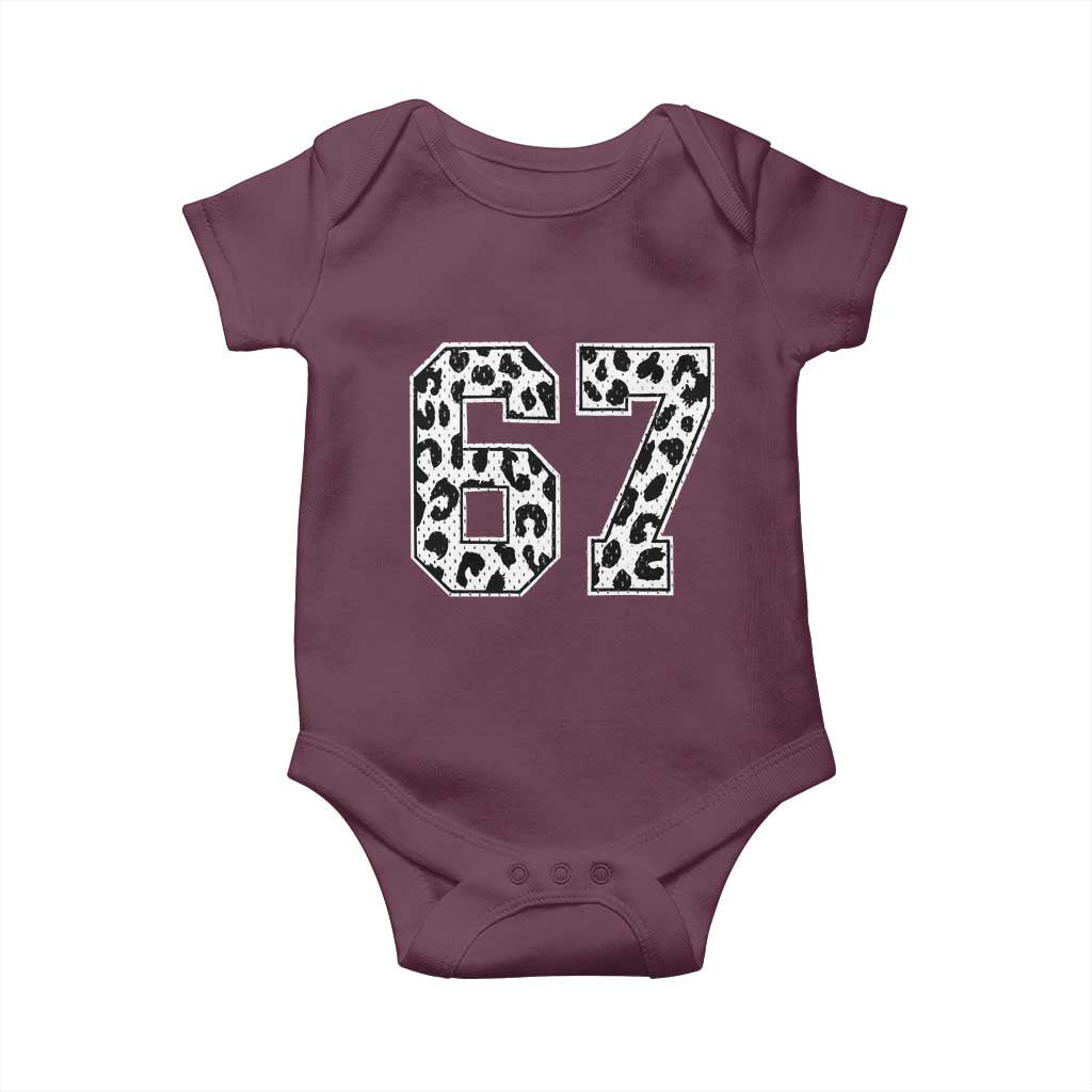 67 Jersey Number Baby Onesie Funny Six Seven Meme Y2k Leopard Number - Wonder Print Shop