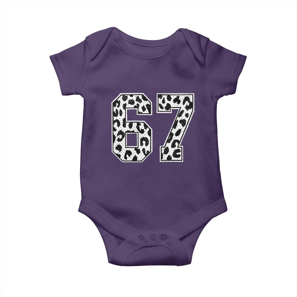 67 Jersey Number Baby Onesie Funny Six Seven Meme Y2k Leopard Number - Wonder Print Shop