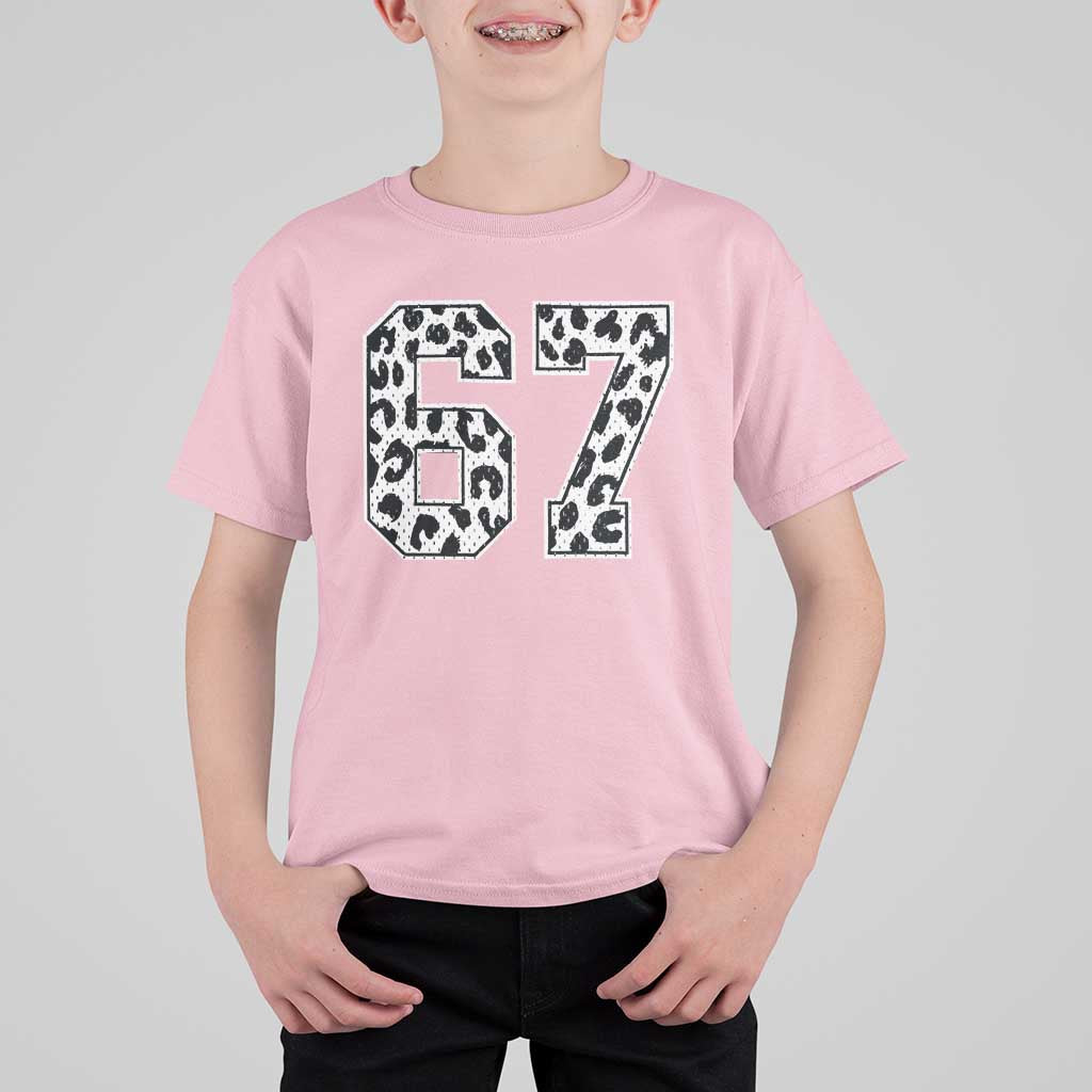 67 Jersey Number T Shirt For Kid Funny Six Seven Meme Y2k Leopard Number - Wonder Print Shop