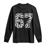 67 Jersey Number Long Sleeve Shirt Funny Six Seven Meme Y2k Leopard Number - Wonder Print Shop