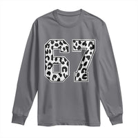 67 Jersey Number Long Sleeve Shirt Funny Six Seven Meme Y2k Leopard Number - Wonder Print Shop