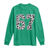 67 Jersey Number Long Sleeve Shirt Funny Six Seven Meme Y2k Leopard Number - Wonder Print Shop