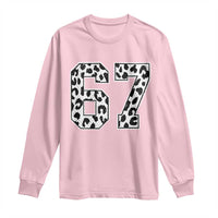 67 Jersey Number Long Sleeve Shirt Funny Six Seven Meme Y2k Leopard Number - Wonder Print Shop