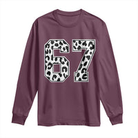 67 Jersey Number Long Sleeve Shirt Funny Six Seven Meme Y2k Leopard Number - Wonder Print Shop