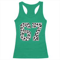 67 Jersey Number Racerback Tank Top Funny Six Seven Meme Y2k Leopard Number - Wonder Print Shop