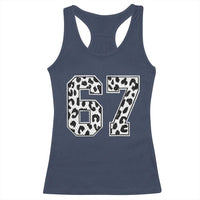 67 Jersey Number Racerback Tank Top Funny Six Seven Meme Y2k Leopard Number - Wonder Print Shop