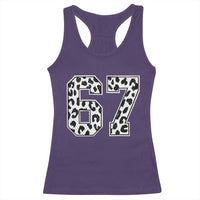 67 Jersey Number Racerback Tank Top Funny Six Seven Meme Y2k Leopard Number - Wonder Print Shop