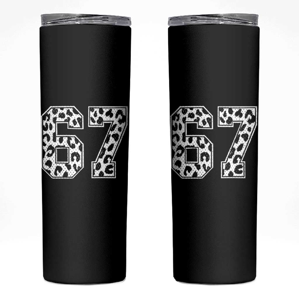 67 Jersey Number Skinny Tumbler Funny Six Seven Meme Y2k Leopard Number - Wonder Print Shop