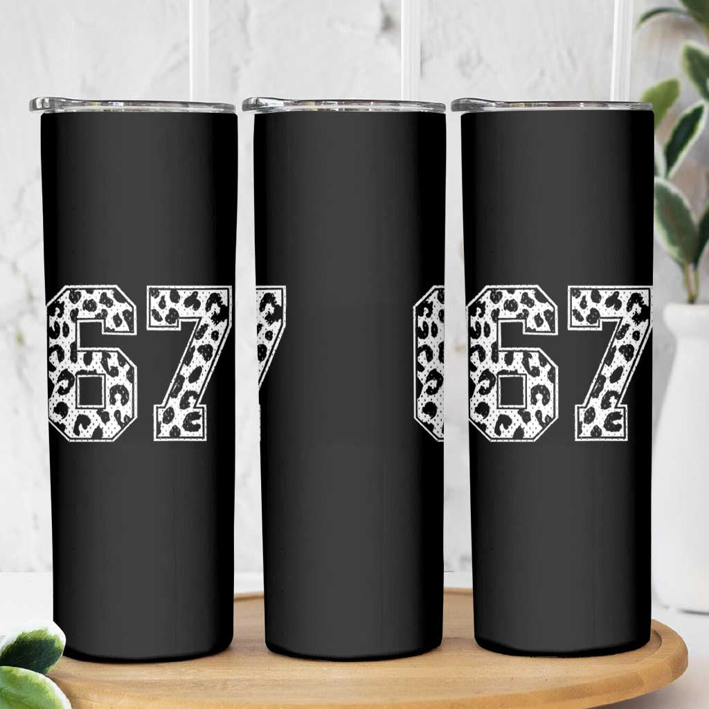 67 Jersey Number Skinny Tumbler Funny Six Seven Meme Y2k Leopard Number - Wonder Print Shop