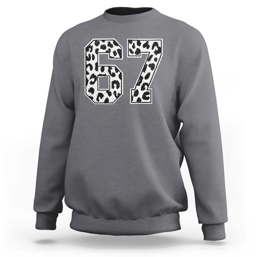 67 Jersey Number Sweatshirt Funny Six Seven Meme Y2k Leopard Number - Wonder Print Shop