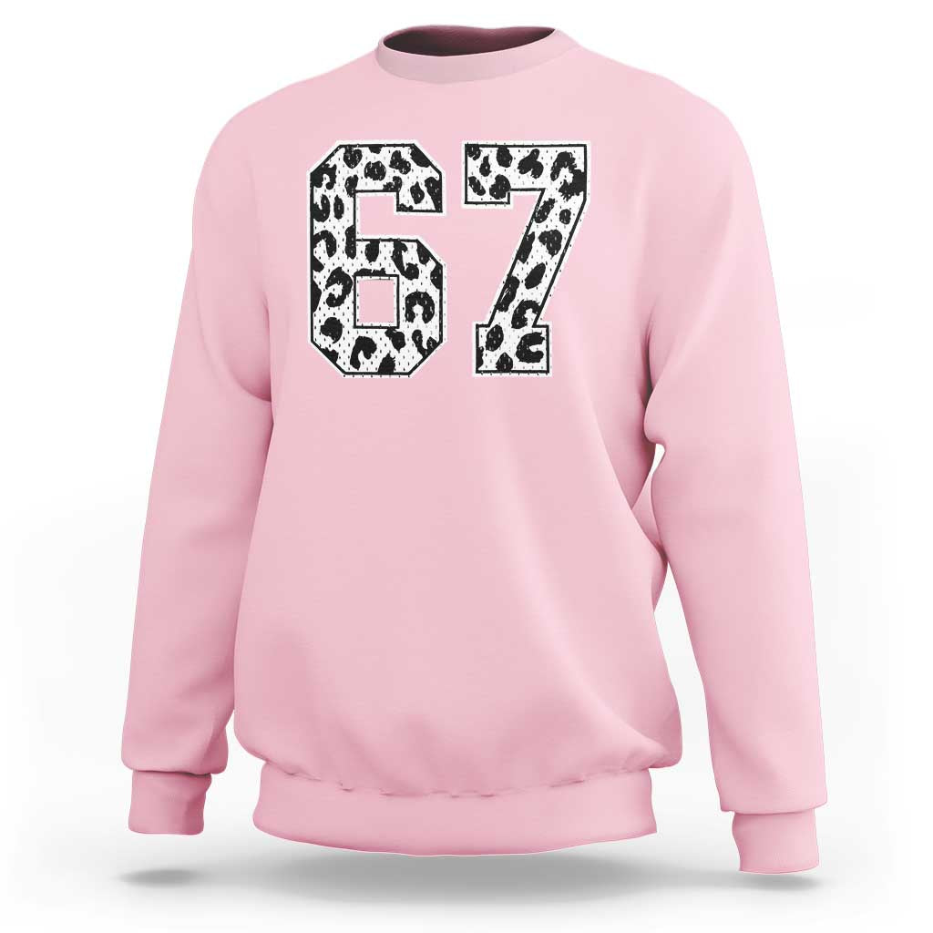 67 Jersey Number Sweatshirt Funny Six Seven Meme Y2k Leopard Number - Wonder Print Shop