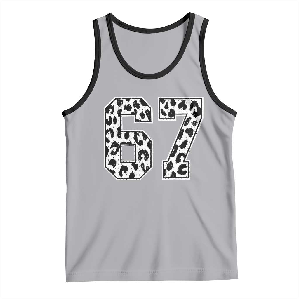 67 Jersey Number Tank Top Funny Six Seven Meme Y2k Leopard Number - Wonder Print Shop