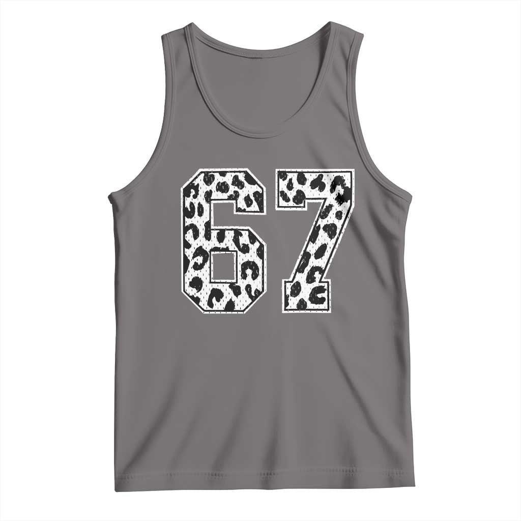 67 Jersey Number Tank Top Funny Six Seven Meme Y2k Leopard Number - Wonder Print Shop