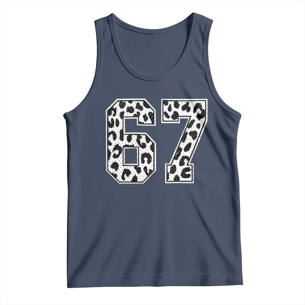 67 Jersey Number Tank Top Funny Six Seven Meme Y2k Leopard Number - Wonder Print Shop