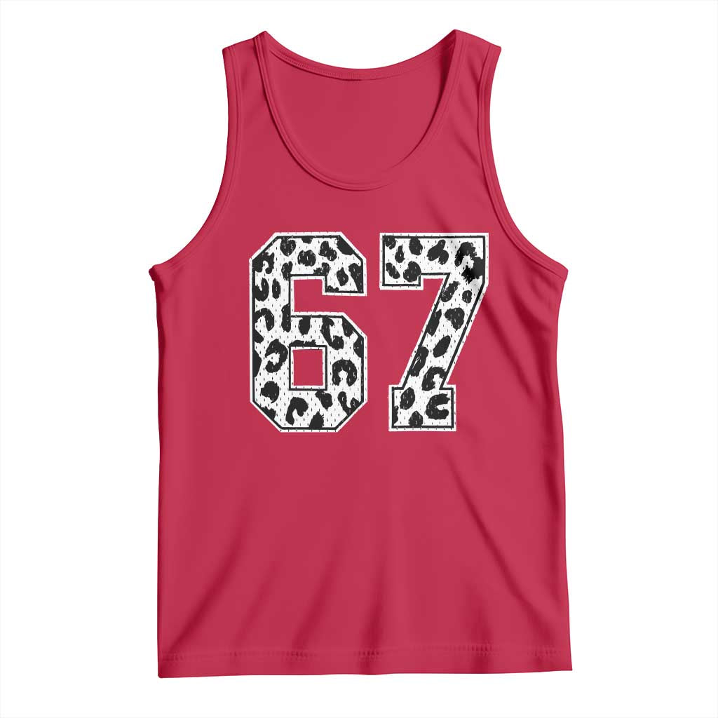 67 Jersey Number Tank Top Funny Six Seven Meme Y2k Leopard Number - Wonder Print Shop