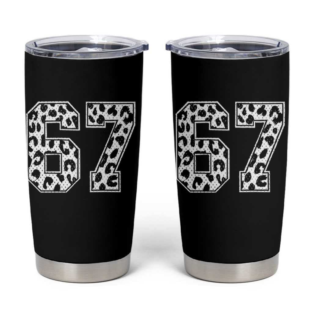 67 Jersey Number Tumbler Cup Funny Six Seven Meme Y2k Leopard Number - Wonder Print Shop