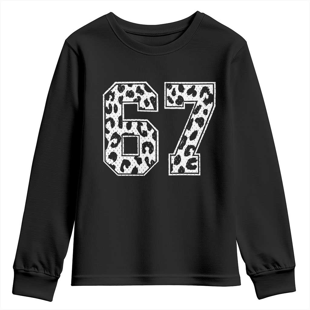 67 Jersey Number Youth Sweatshirt Funny Six Seven Meme Y2k Leopard Number - Wonder Print Shop