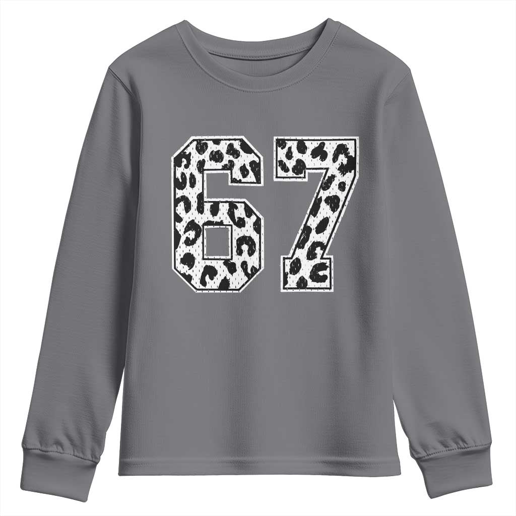 67 Jersey Number Youth Sweatshirt Funny Six Seven Meme Y2k Leopard Number - Wonder Print Shop