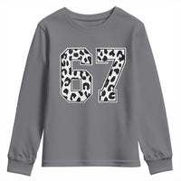 67 Jersey Number Youth Sweatshirt Funny Six Seven Meme Y2k Leopard Number - Wonder Print Shop