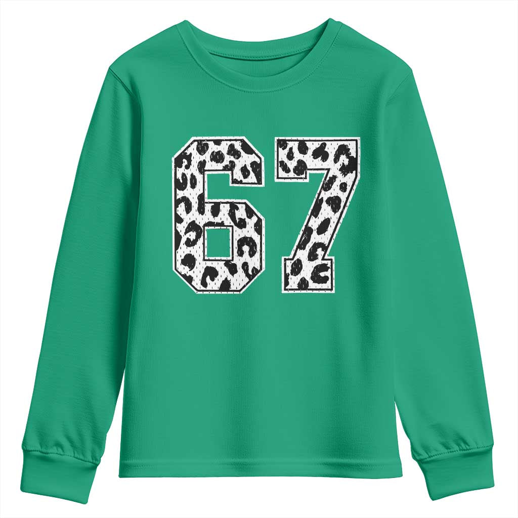 67 Jersey Number Youth Sweatshirt Funny Six Seven Meme Y2k Leopard Number - Wonder Print Shop