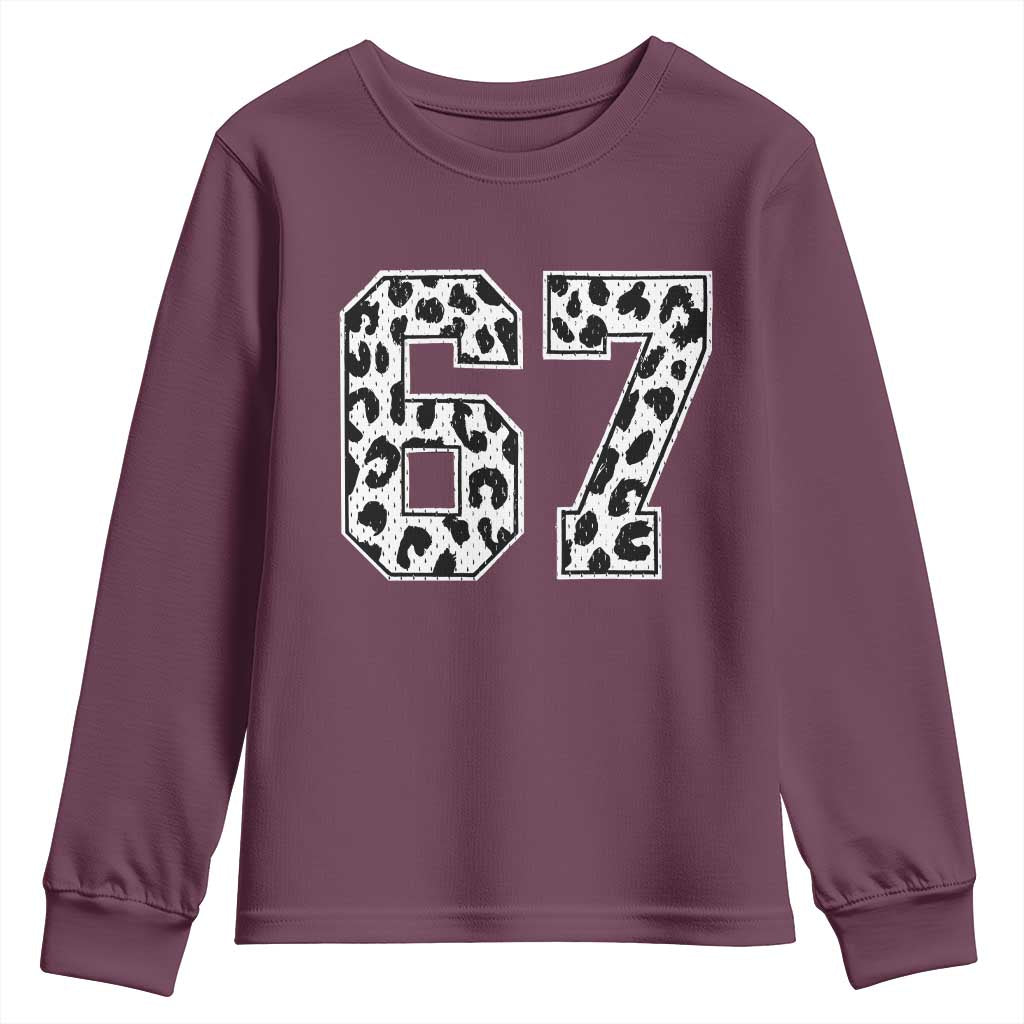 67 Jersey Number Youth Sweatshirt Funny Six Seven Meme Y2k Leopard Number - Wonder Print Shop