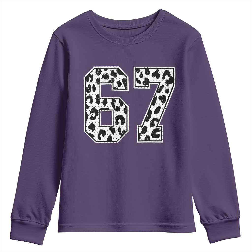 67 Jersey Number Youth Sweatshirt Funny Six Seven Meme Y2k Leopard Number - Wonder Print Shop