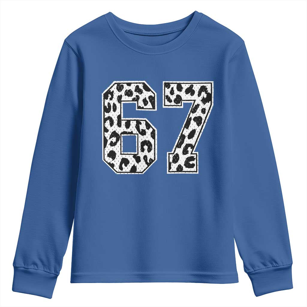 67 Jersey Number Youth Sweatshirt Funny Six Seven Meme Y2k Leopard Number - Wonder Print Shop
