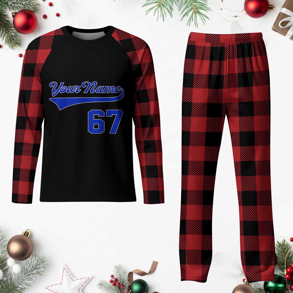 Personalized 67 Jersey Number Plaid Pajama Set Custom Name Numbered Uniform Sports Team 67th Birthday - Wonder Print Shop