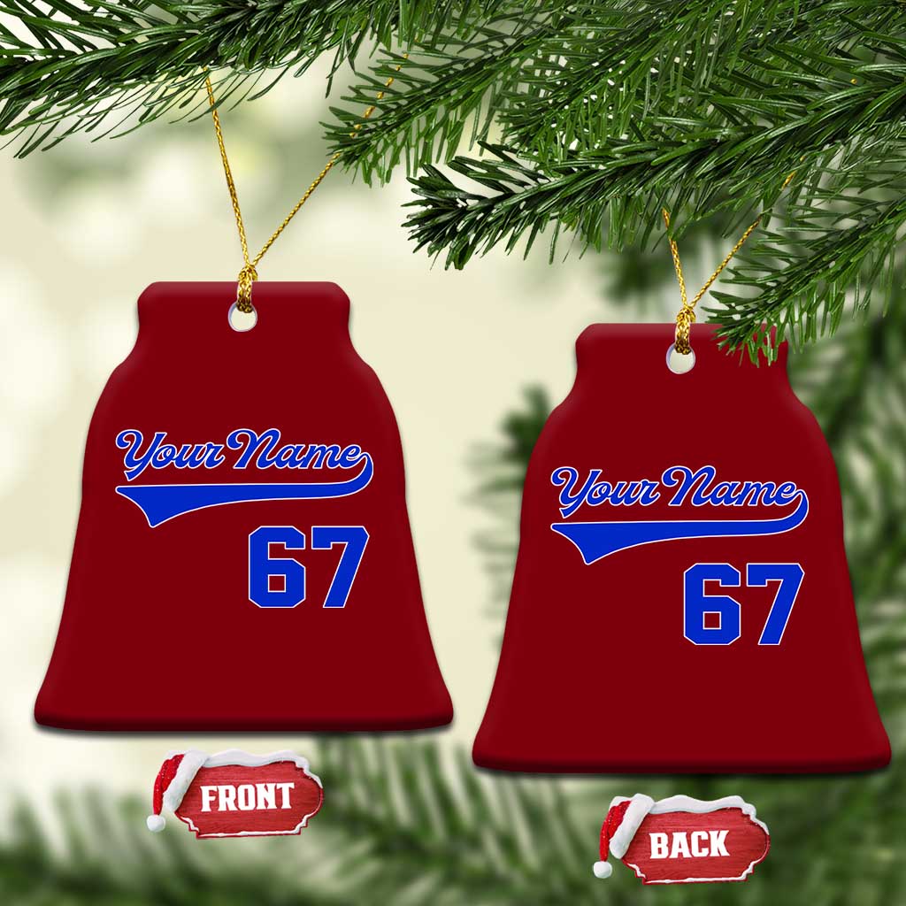 Personalized 67 Jersey Number Ceramic Ornament Custom Name Numbered Uniform Sports Team 67th Birthday TS10