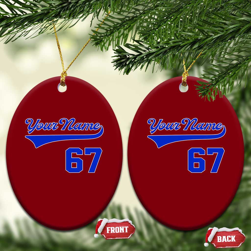 Personalized 67 Jersey Number Ceramic Ornament Custom Name Numbered Uniform Sports Team 67th Birthday TS10