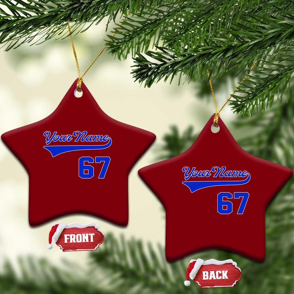 Personalized 67 Jersey Number Ceramic Ornament Custom Name Numbered Uniform Sports Team 67th Birthday TS10