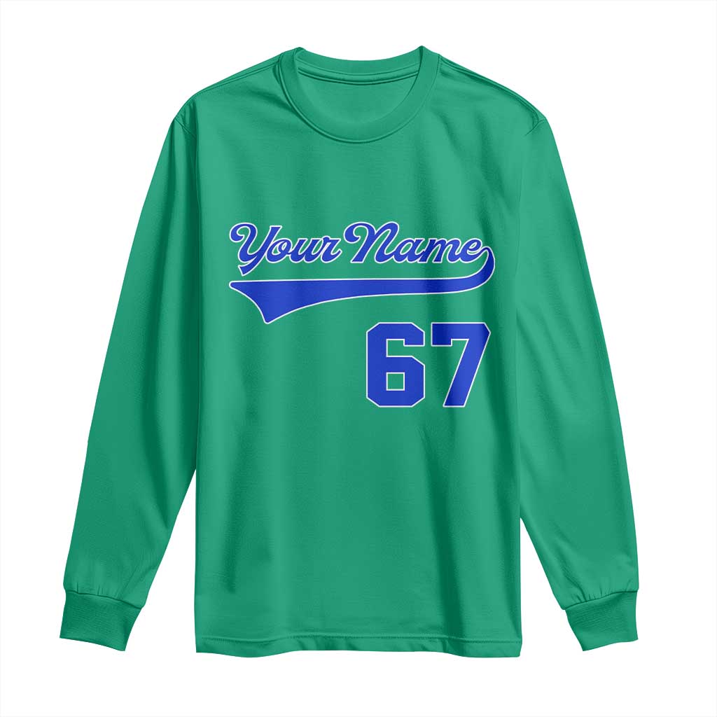 Personalized 67 Jersey Number Long Sleeve Shirt Custom Name Numbered Uniform Sports Team 67th Birthday TS10