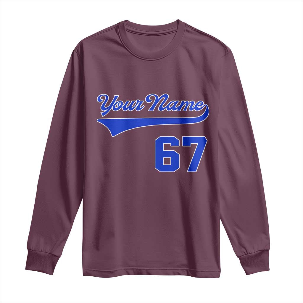 Personalized 67 Jersey Number Long Sleeve Shirt Custom Name Numbered Uniform Sports Team 67th Birthday TS10