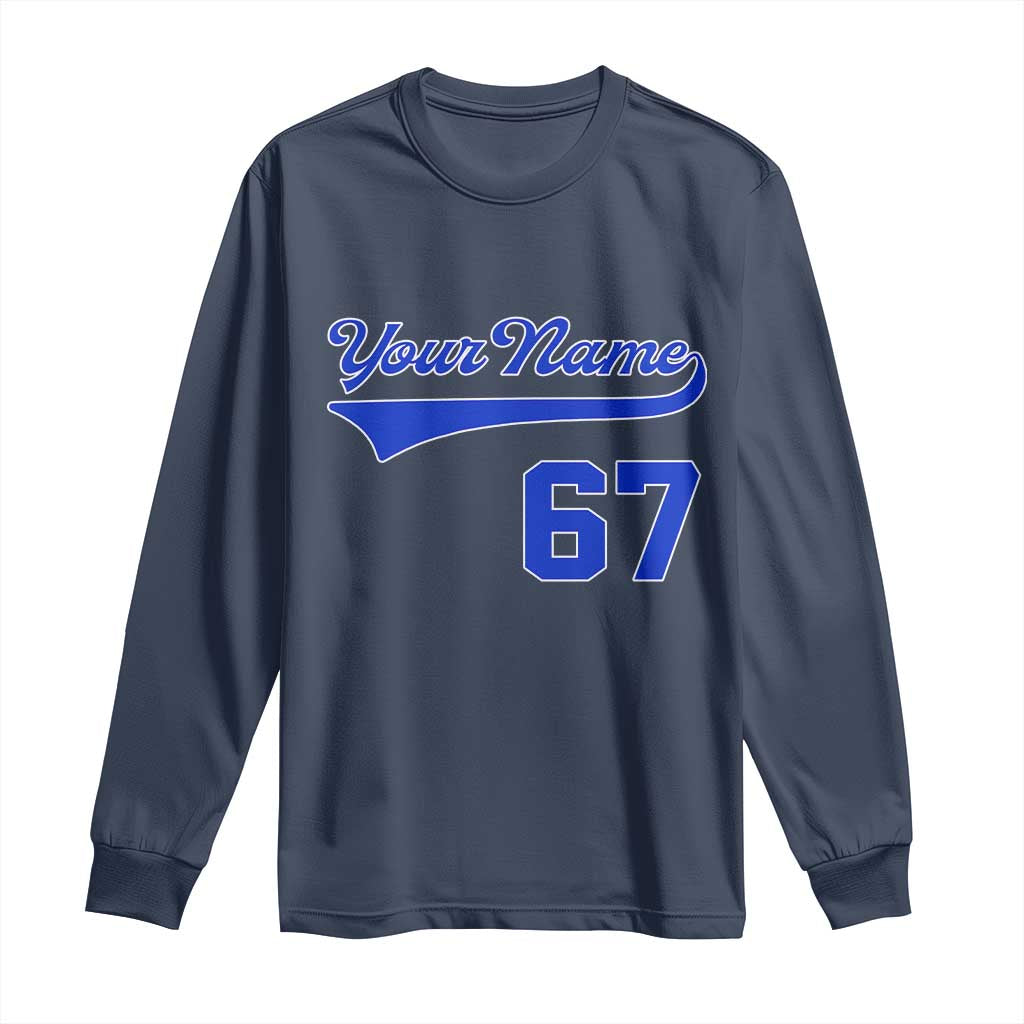 Personalized 67 Jersey Number Long Sleeve Shirt Custom Name Numbered Uniform Sports Team 67th Birthday TS10
