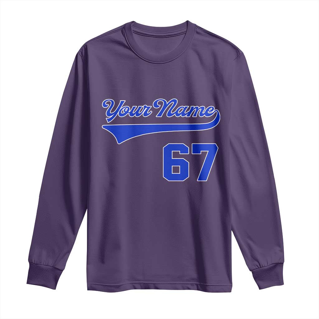 Personalized 67 Jersey Number Long Sleeve Shirt Custom Name Numbered Uniform Sports Team 67th Birthday TS10