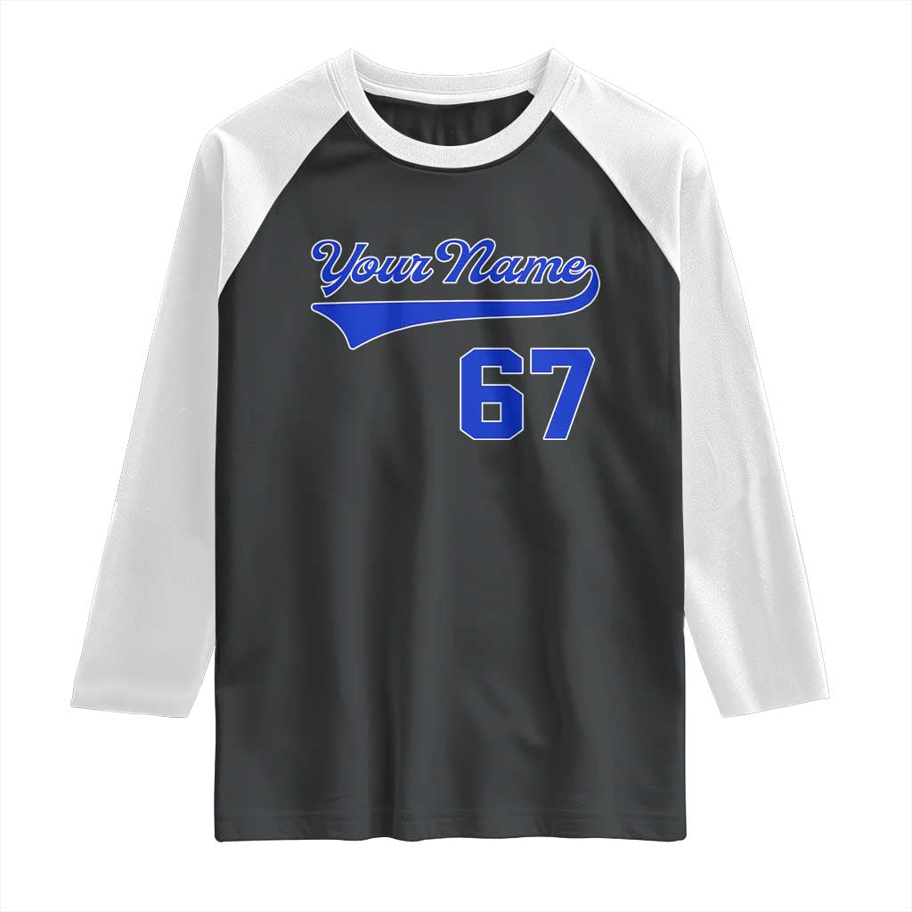 Personalized 67 Jersey Number Raglan Shirt Custom Name Numbered Uniform Sports Team 67th Birthday TS10