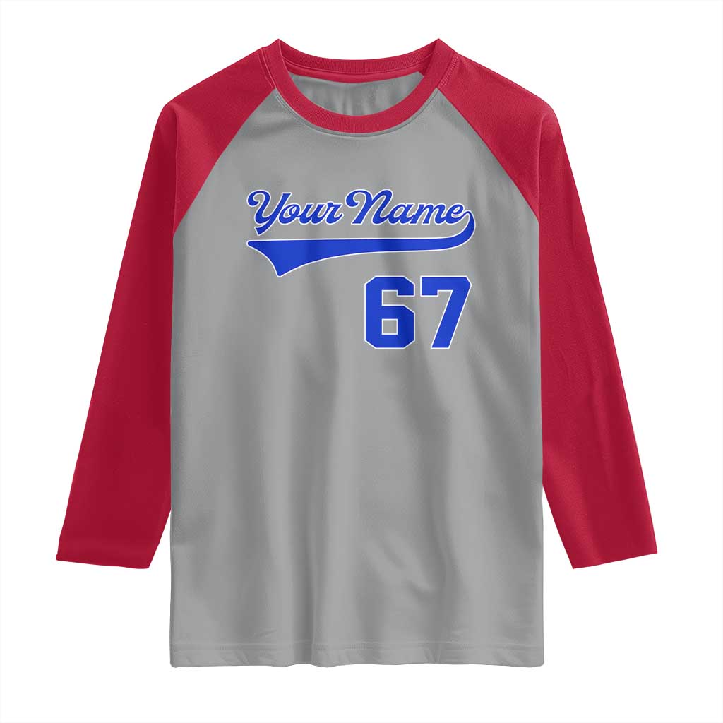 Personalized 67 Jersey Number Raglan Shirt Custom Name Numbered Uniform Sports Team 67th Birthday TS10
