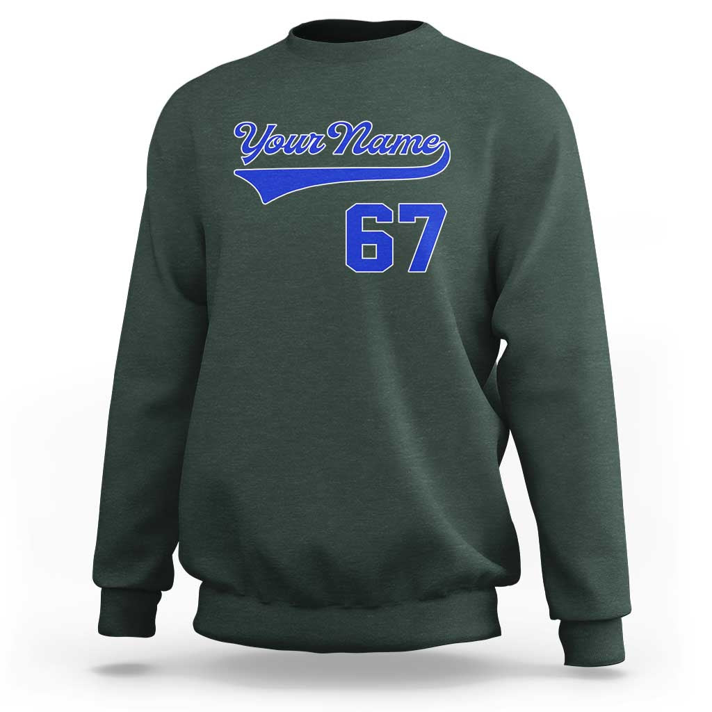 Personalized 67 Jersey Number Sweatshirt Custom Name Numbered Uniform Sports Team 67th Birthday TS10