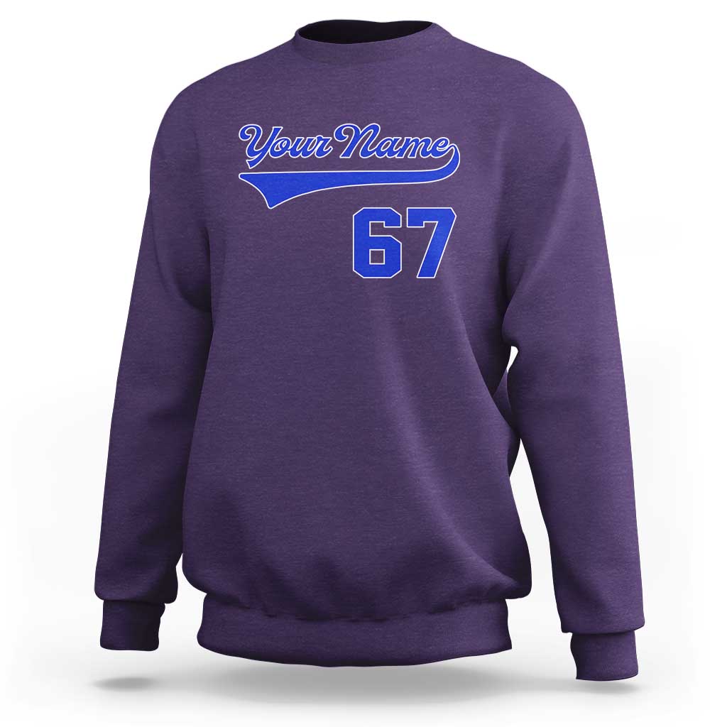 Personalized 67 Jersey Number Sweatshirt Custom Name Numbered Uniform Sports Team 67th Birthday TS10