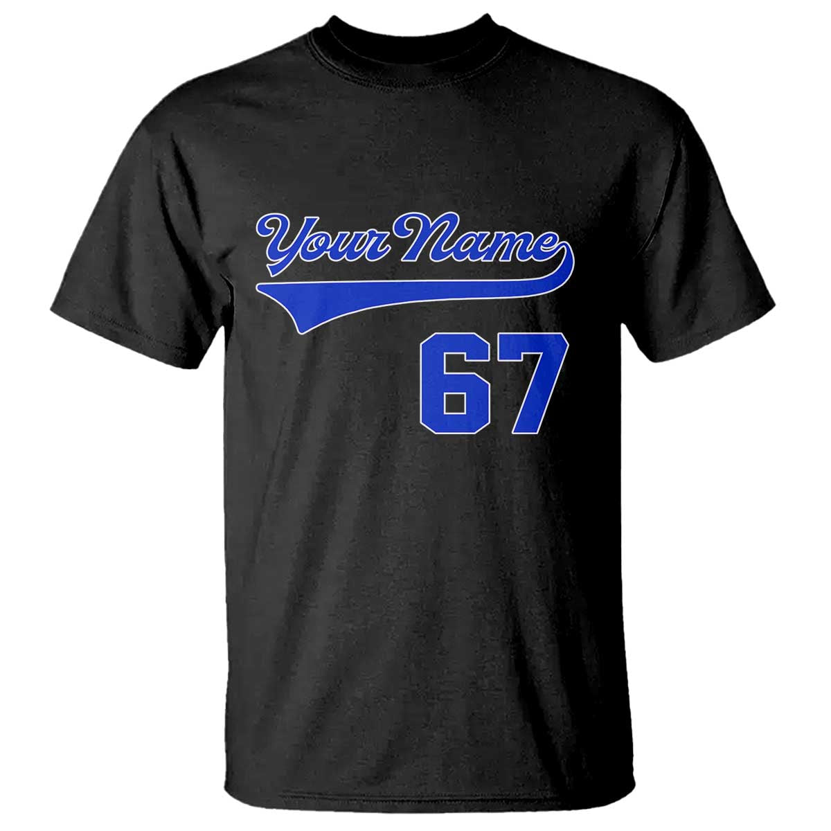 Personalized 67 Jersey Number T Shirt Custom Name Numbered Uniform Sports Team 67th Birthday TS10