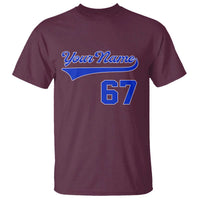 Personalized 67 Jersey Number T Shirt Custom Name Numbered Uniform Sports Team 67th Birthday TS10