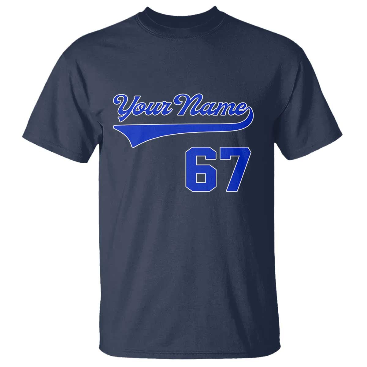 Personalized 67 Jersey Number T Shirt Custom Name Numbered Uniform Sports Team 67th Birthday TS10