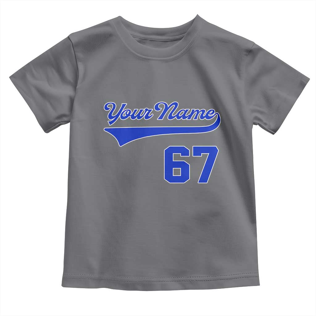 Personalized 67 Jersey Number Toddler T Shirt Custom Name Numbered Uniform Sports Team 67th Birthday TS10