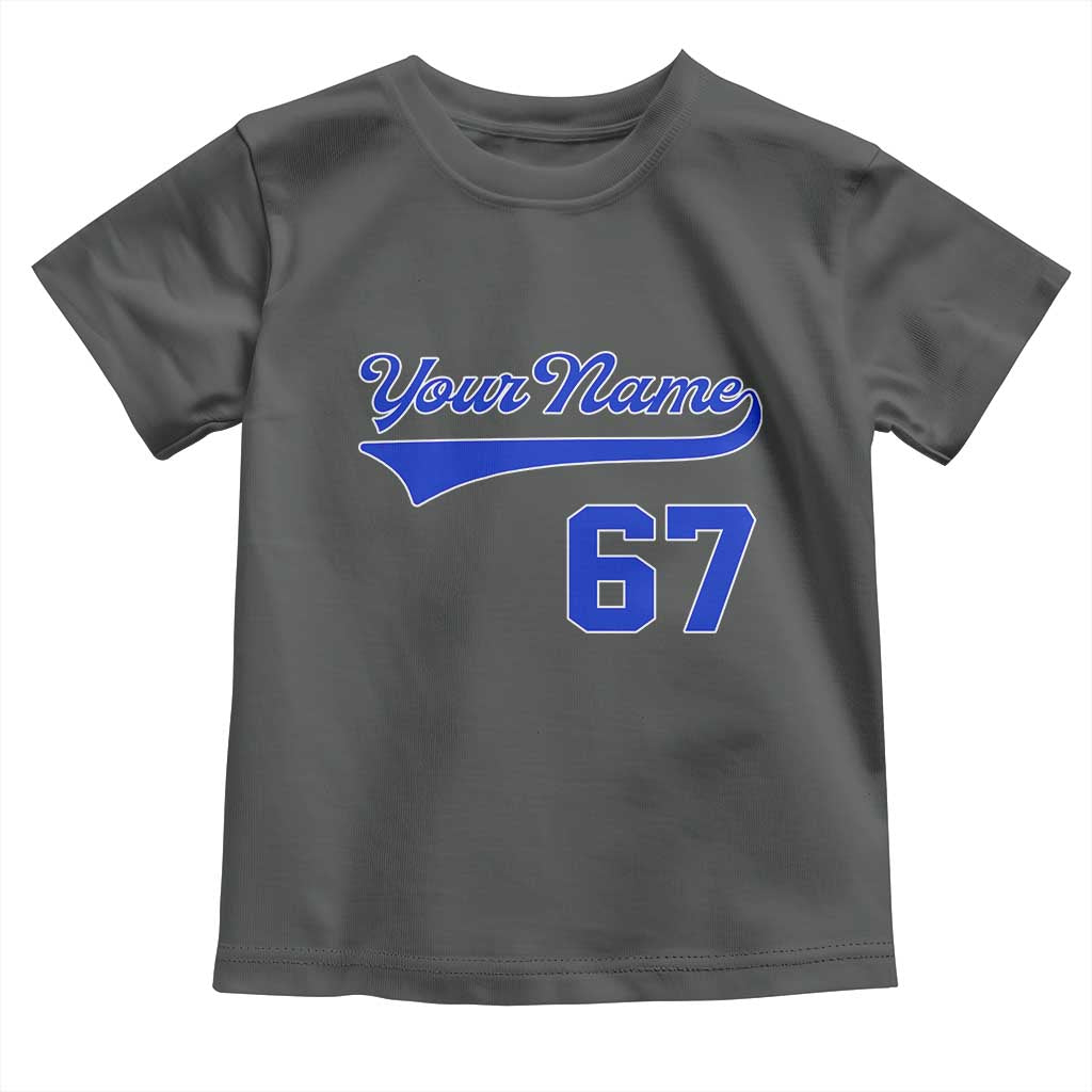 Personalized 67 Jersey Number Toddler T Shirt Custom Name Numbered Uniform Sports Team 67th Birthday TS10