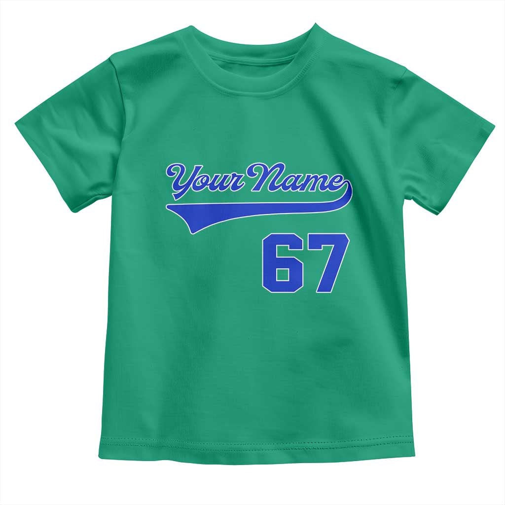 Personalized 67 Jersey Number Toddler T Shirt Custom Name Numbered Uniform Sports Team 67th Birthday TS10
